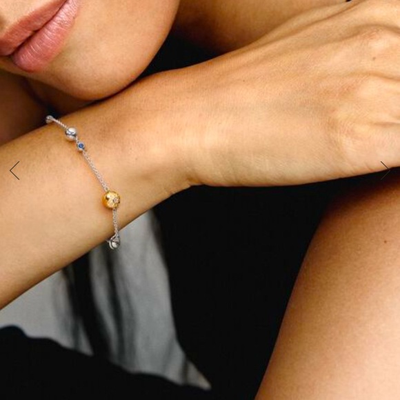 Pandora Two tone Shining Solar System Ring Chain Bracelet 19cm - Picture 5 of 6